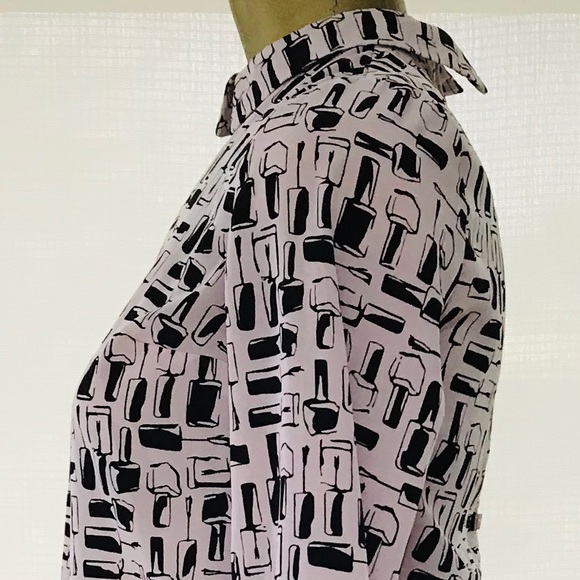 SALE! BETHANY MOTA Pretty NAIL POLISH Novelty Print BLOUSE Small - Picture 2 of 14